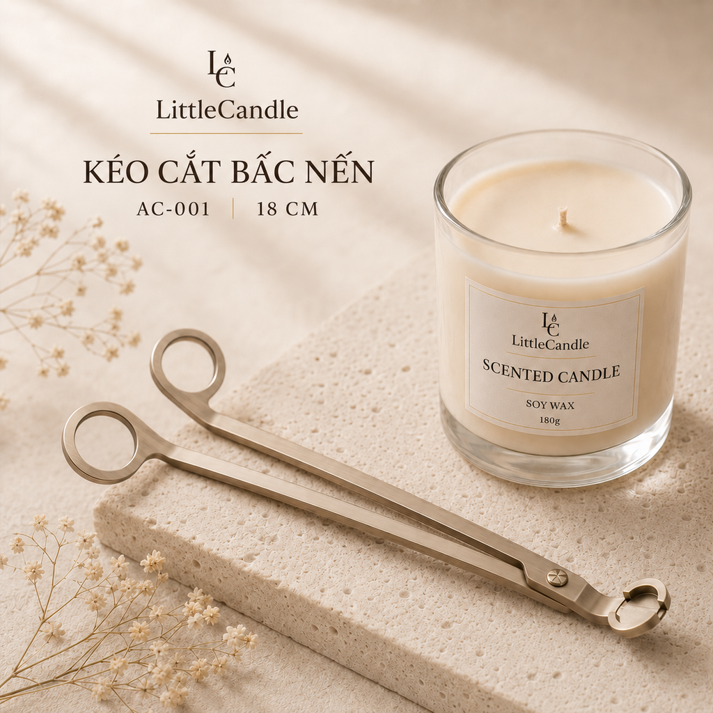 Kéo cắt bấc nến LittleCandle dài 18 cm, phụ kiện chăm sóc nến thơm – AC-001