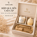 Bộ quà tặng nến thơm cao cấp LittleCandle gồm nến hương cà phê caramel, nến bánh kem vani và bộ dụng cụ chăm sóc – GS-008