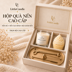 Bộ quà tặng nến thơm cao cấp LittleCandle gồm nến hương cà phê caramel, nến bánh kem vani và bộ dụng cụ chăm sóc – GS-008