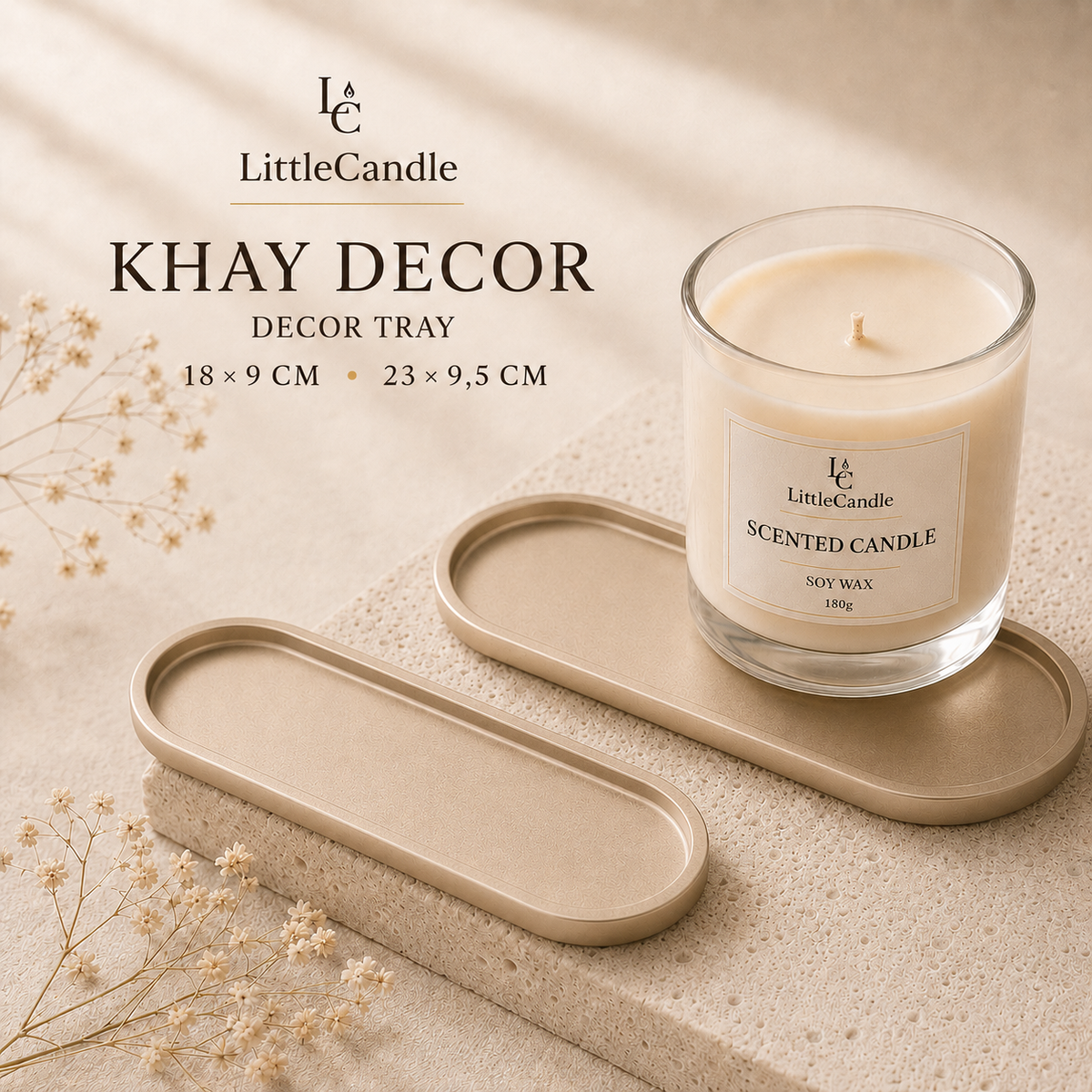 Khay Decor nến thơm LittleCandle, phụ kiện cho góc phòng và bàn làm việc phong cách tối giản – AC-006