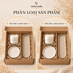 Bộ quà tặng tân gia LittleCandle gồm nến hương vải sạch, đĩa gốm và khay trang trí – GS-006