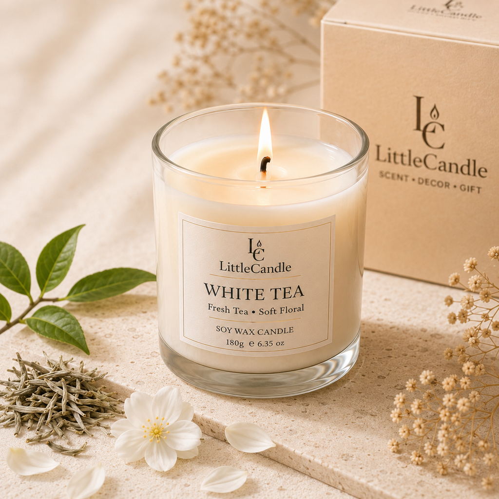 Nến thơm LittleCandle hương trà trắng thanh sạch, nhẹ nhàng, thơm phòng và trang trí – JC-002