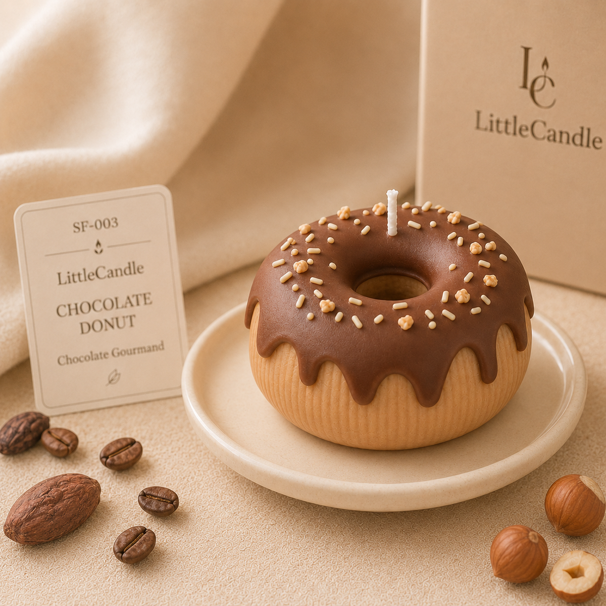 Nến thơm tạo hình bánh vòng sô cô la LittleCandle, trang trí và làm quà tặng – SF-003
