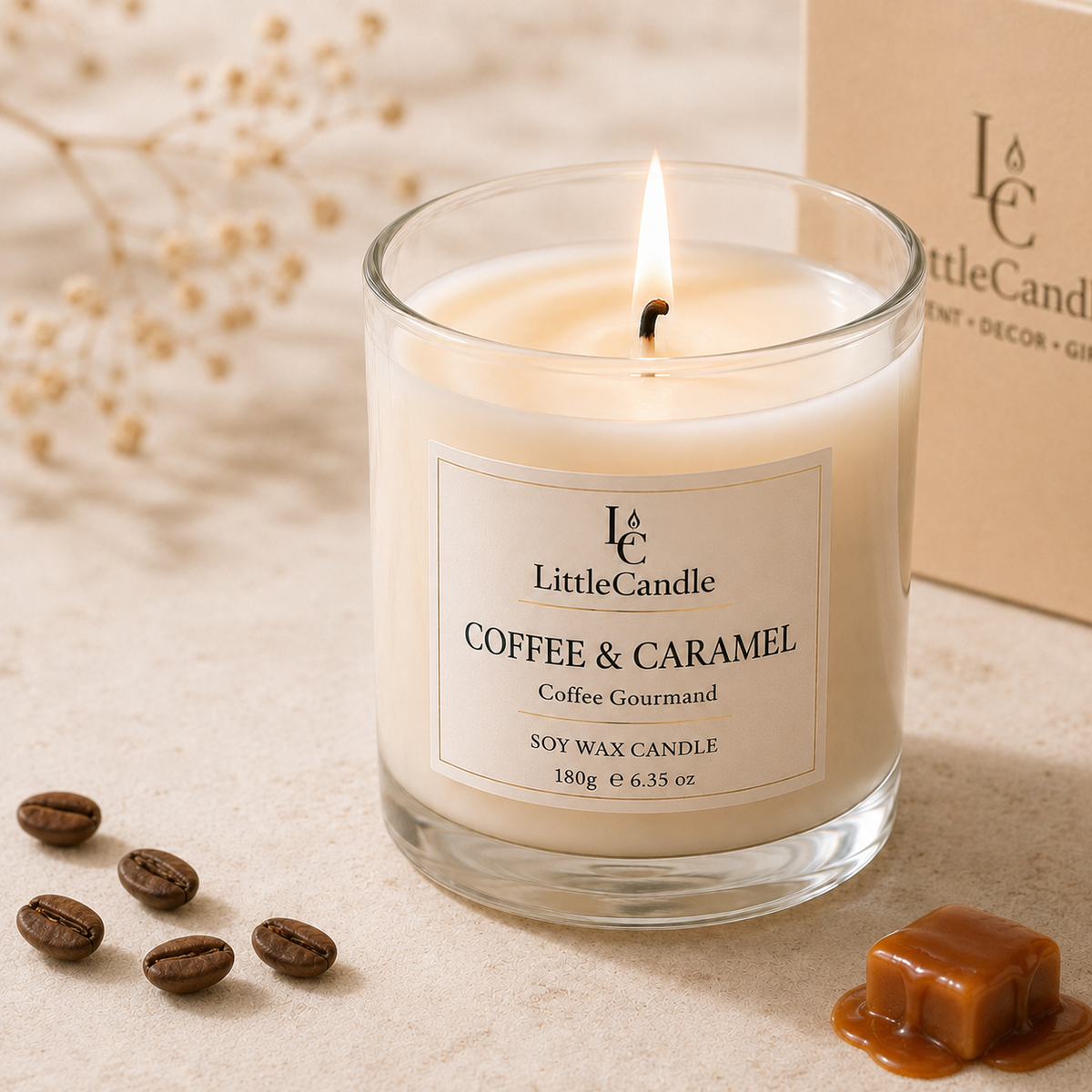 Nến thơm LittleCandle hương cà phê và caramel ngọt ấm, trang trí góc cà phê – JC-008