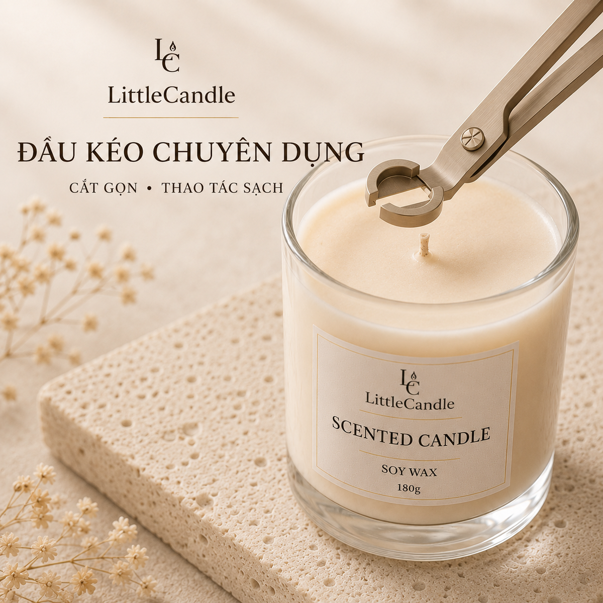 Kéo cắt bấc nến LittleCandle dài 18 cm, phụ kiện chăm sóc nến thơm – AC-001