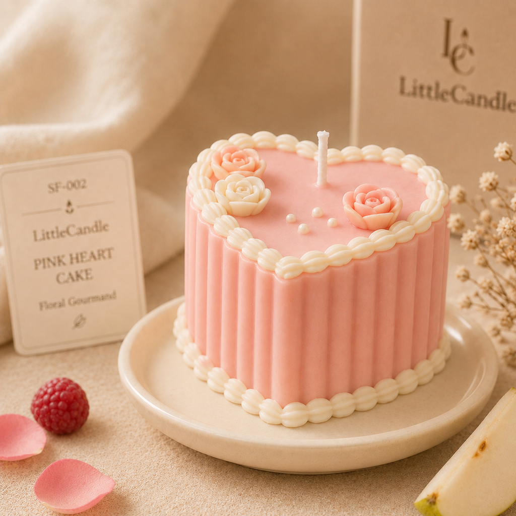 Nến thơm tạo hình bánh trái tim hồng LittleCandle, làm quà sinh nhật và kỷ niệm – SF-002