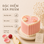 Nến thơm tạo hình bánh trái tim hồng LittleCandle, làm quà sinh nhật và kỷ niệm – SF-002