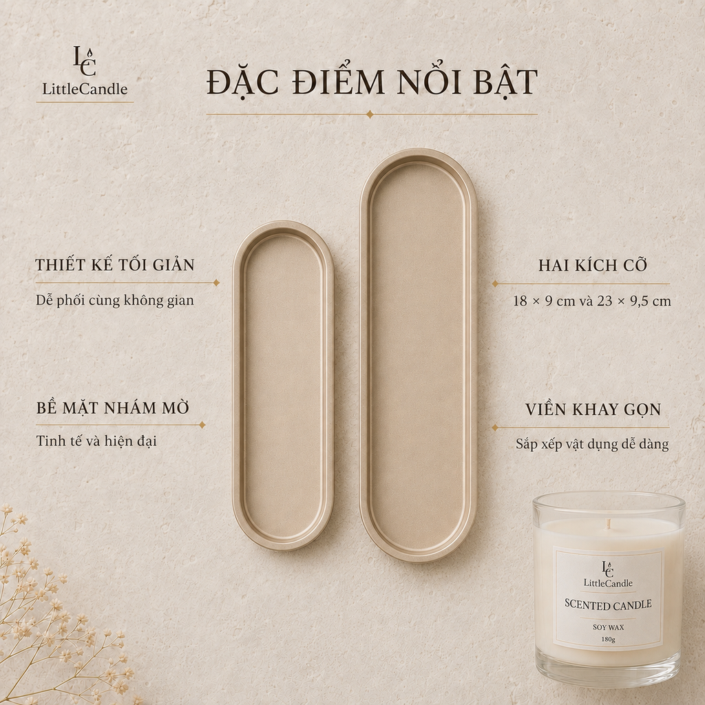 Khay Decor nến thơm LittleCandle, phụ kiện cho góc phòng và bàn làm việc phong cách tối giản – AC-006