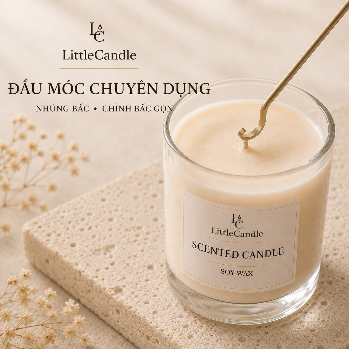 Móc chỉnh bấc nến LittleCandle dài 16 cm, phụ kiện chăm sóc nến thơm – AC-003