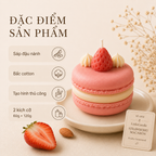 Nến thơm tạo hình bánh macaron dâu LittleCandle, trang trí và làm quà tặng – SF-004