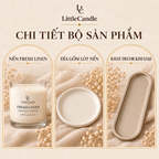 Bộ quà tặng tân gia LittleCandle gồm nến hương vải sạch, đĩa gốm và khay trang trí – GS-006