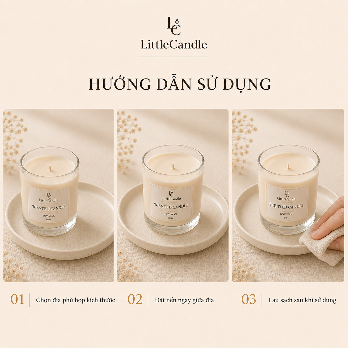 Đĩa gốm lót nến LittleCandle, đế đặt nến thơm và nến tạo hình dùng trang trí – AC-005