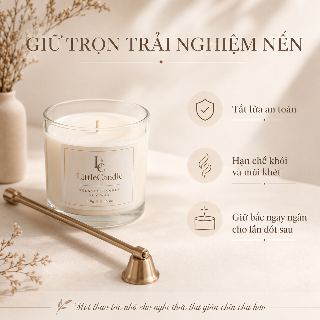 Chuông dập tắt nến LittleCandle dài 20 cm, phụ kiện tắt nến thơm tiện dụng – AC-002