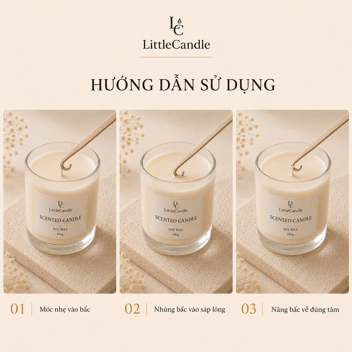 Móc chỉnh bấc nến LittleCandle dài 16 cm, phụ kiện chăm sóc nến thơm – AC-003