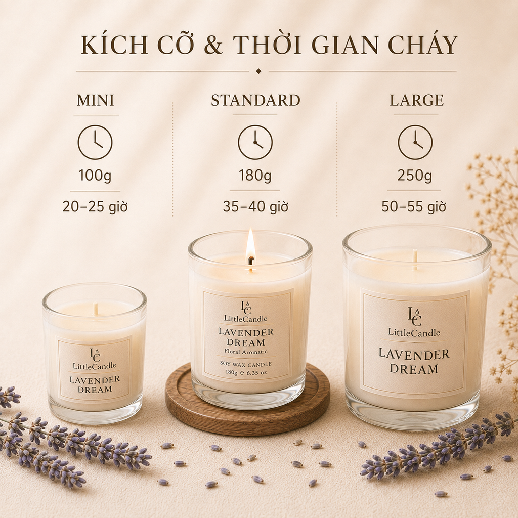 Nến thơm LittleCandle hương oải hương dịu nhẹ, thơm phòng và thư giãn – JC-003