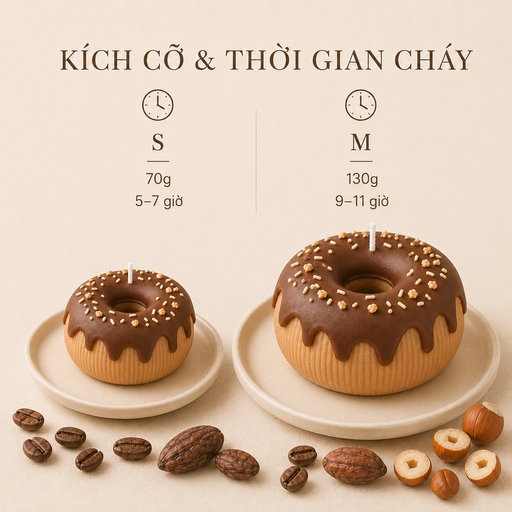 Nến thơm tạo hình bánh vòng sô cô la LittleCandle, trang trí và làm quà tặng – SF-003