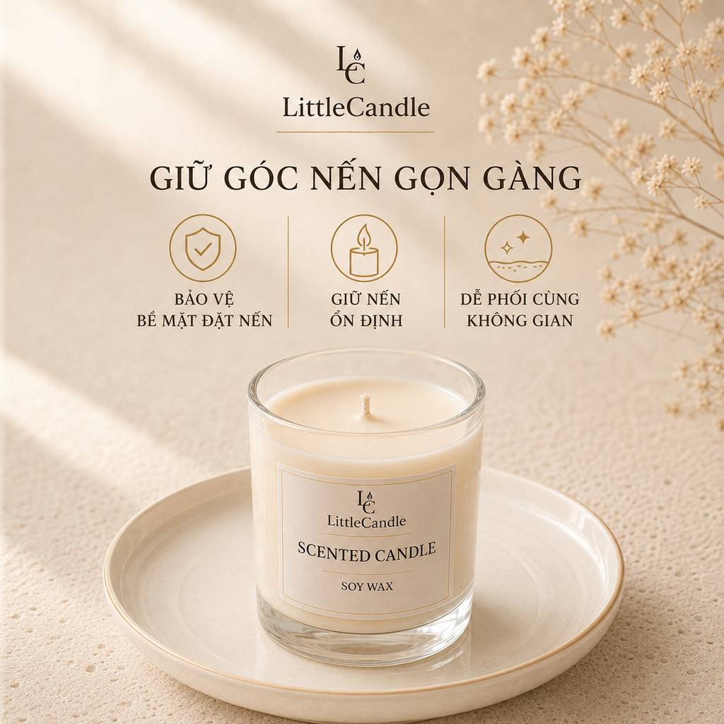 Đĩa gốm lót nến LittleCandle, đế đặt nến thơm và nến tạo hình dùng trang trí – AC-005