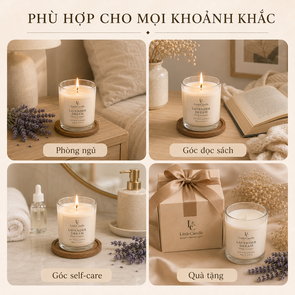 Nến thơm LittleCandle hương oải hương dịu nhẹ, thơm phòng và thư giãn – JC-003
