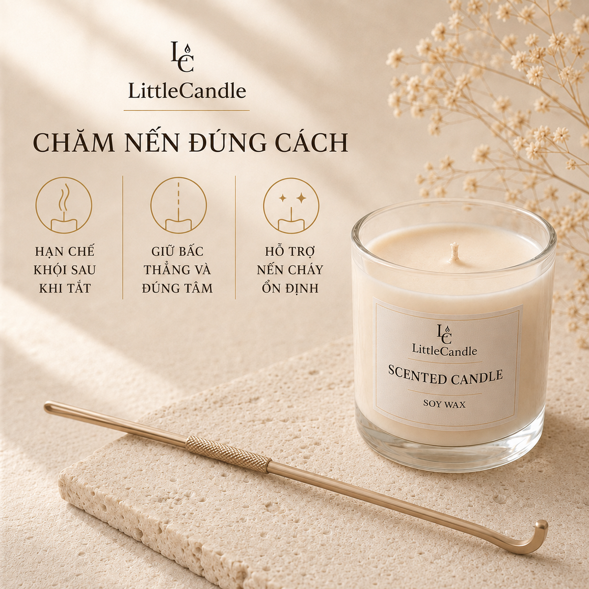 Móc chỉnh bấc nến LittleCandle dài 16 cm, phụ kiện chăm sóc nến thơm – AC-003