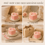 Nến thơm tạo hình bánh trái tim hồng LittleCandle, làm quà sinh nhật và kỷ niệm – SF-002