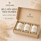 Bộ quà tặng ba nến thơm cỡ nhỏ LittleCandle gồm hương vani hổ phách, trà trắng và oải hương – GS-001