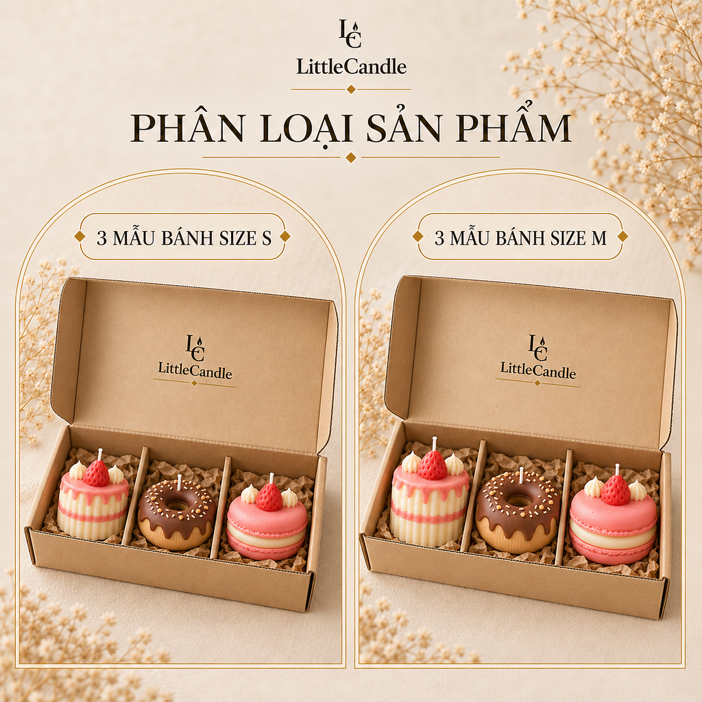 Bộ quà tặng nến tạo hình bánh ngọt LittleCandle, trang trí sinh nhật đáng yêu – GS-002