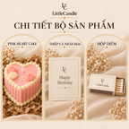 Bộ quà tặng sinh nhật LittleCandle gồm nến bánh trái tim, hộp diêm và thiệp cá nhân hóa – GS-004