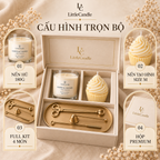 Bộ quà tặng nến thơm cao cấp LittleCandle gồm nến hương cà phê caramel, nến bánh kem vani và bộ dụng cụ chăm sóc – GS-008